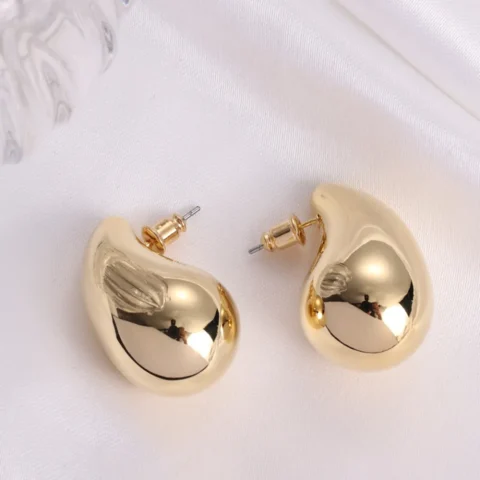 Golden Teardrop Stud Earrings