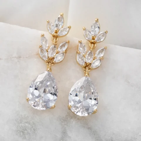 Luxury Crystal Leaf Drop Earrings